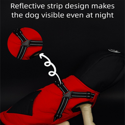 Red Thickened Winter Dog Coat with Reflective Strips - Waterproof, Windproof Pet Jacket for Small to Medium V888-ELOSUNG48543