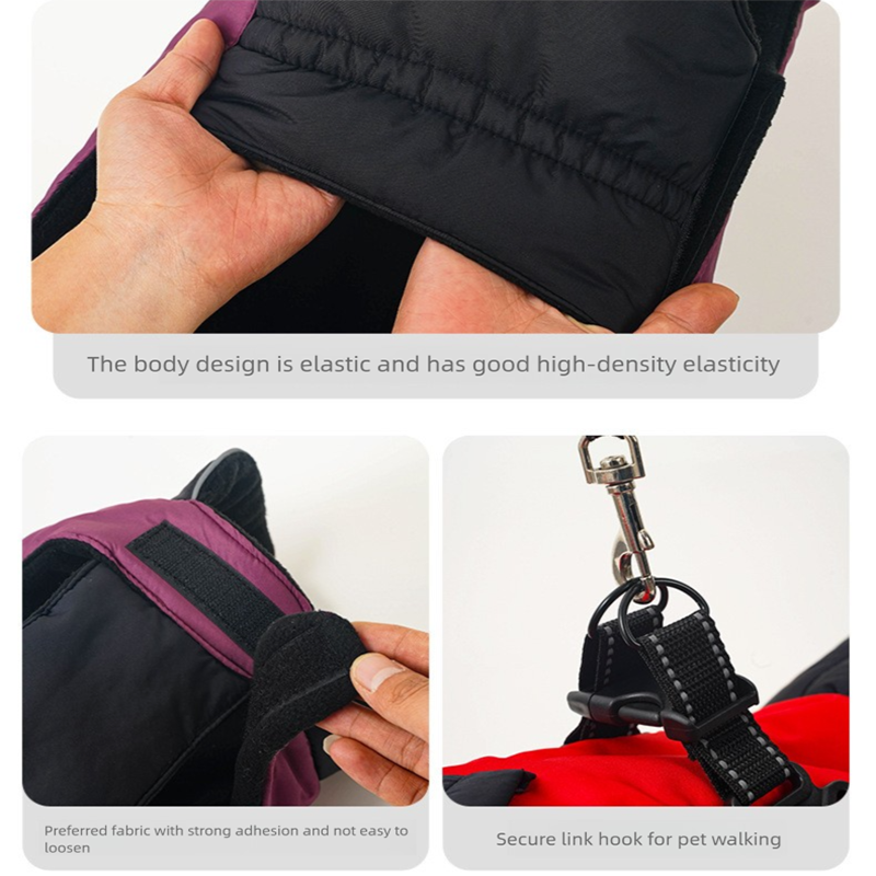 Red Thickened Winter Dog Coat with Reflective Strips - Waterproof, Windproof Pet Jacket for Small to Medium V888-ELOSUNG48543