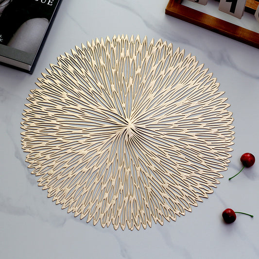 Gold Set of 3 Nordic-Style Round Table Mats - Heat-Resistant, Non-Slip PVC Placemats for Home Use, Creative V888-ELOSUNG48549