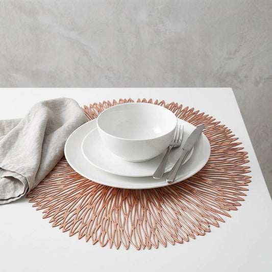 Gold Set of 3 Nordic-Style Round Table Mats - Heat-Resistant, Non-Slip PVC Placemats for Home Use, Creative V888-ELOSUNG48549