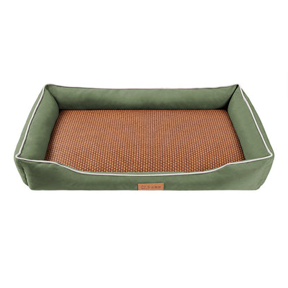 Green Rectangular Pet Bed with Removable Cooling Mat - Durable 600D Oxford Fabric Dog & Cat Bed, High-Rebound V888-ELOSUNG48553