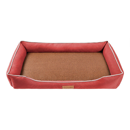 Red Rectangular Pet Bed with Removable Cooling Mat - Durable 600D Oxford Fabric Dog & Cat Bed, High-Rebound V888-ELOSUNG48554