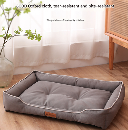 Khaki Rectangular Pet Bed with Removable Cooling Mat - Durable 600D Oxford Fabric Dog & Cat Bed, High-Rebound V888-ELOSUNG48558