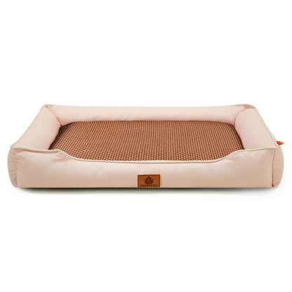Pink Rectangular Pet Bed with Removable Cooling Mat - Durable 600D Oxford Fabric Dog & Cat Bed, High-Rebound V888-ELOSUNG48562