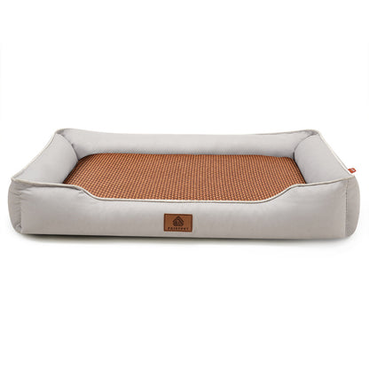 Light grey Rectangular Pet Bed with Removable Cooling Mat - Durable 600D Oxford Fabric Dog & Cat Bed, V888-ELOSUNG48568