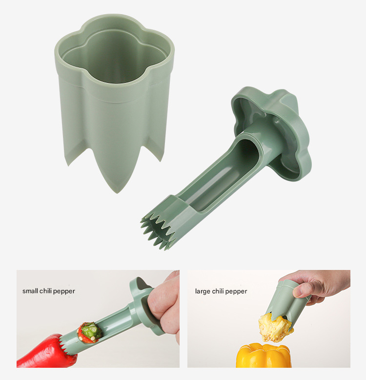 2-Pack ABS Vegetable Core Remover - White & Green, Dual Inner Channel Design, Stackable Kitchen Tool for V888-ELOSUNG48578