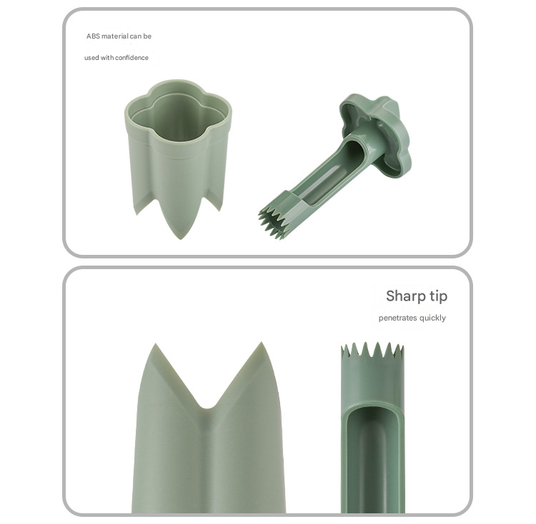 2-Pack ABS Vegetable Core Remover - White & Green, Dual Inner Channel Design, Stackable Kitchen Tool for V888-ELOSUNG48578