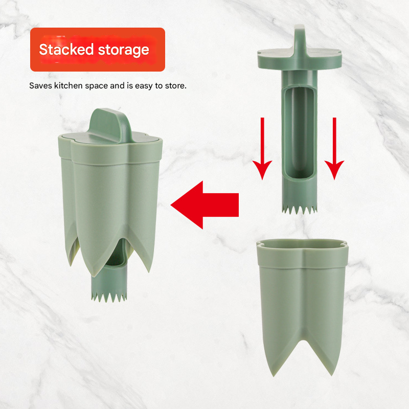 2-Pack ABS Vegetable Core Remover - White & Green, Dual Inner Channel Design, Stackable Kitchen Tool for V888-ELOSUNG48578