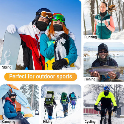 Black and gray Multi-Functional Thermal Neck Gaiter - Windproof, Stretchable Face & Head Cover for Skiing, V888-ELOSUNG48581