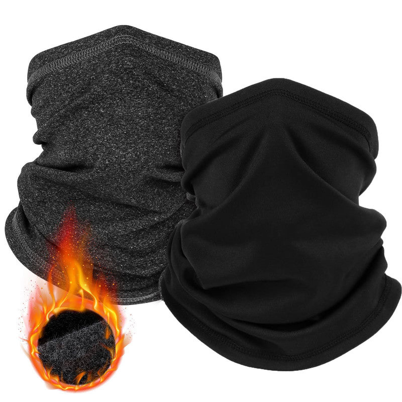 2-Pack Thermal Neck Gaiters - One in Heathered Charcoal Grey, One in Solid Black | Multi-Use Face & Head V888-ELOSUNG48582