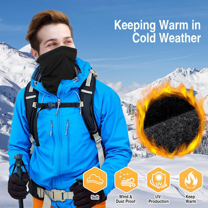 2-Pack Thermal Neck Gaiters - One in Heathered Charcoal Grey, One in Solid Black | Multi-Use Face & Head V888-ELOSUNG48582