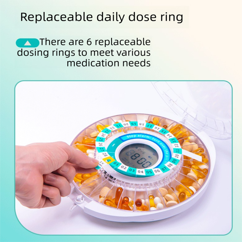 Automatic Rotating Pill Dispenser with Timer Alarm - Multi-Compartment Medication Organizer for Daily Health V888-ELOSUNG48583