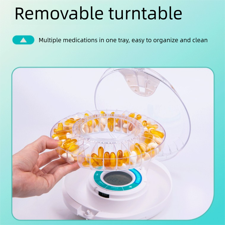 Automatic Rotating Pill Dispenser with Timer Alarm - Multi-Compartment Medication Organizer for Daily Health V888-ELOSUNG48583