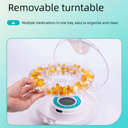 Automatic Rotating Pill Dispenser with Timer Alarm - Multi-Compartment Medication Organizer for Daily Health V888-ELOSUNG48583