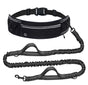 Black Shock-Absorbing Running & Dog Walking Belt - Integrated Waist Pack with Retractable Traction Rope and V888-ELOSUNG48584