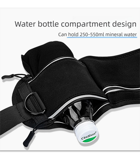 Black Shock-Absorbing Running & Dog Walking Belt - Integrated Waist Pack with Retractable Traction Rope and V888-ELOSUNG48584