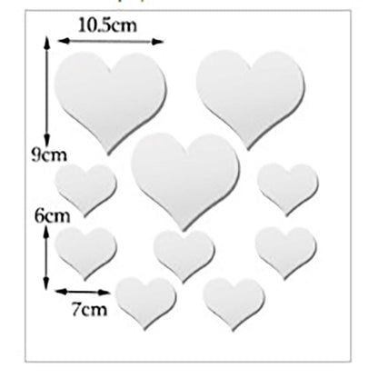 2-Pack Heart-Shaped Acrylic Mirror Wall Decals - Multi-Size Set (Max ~10.5cm), Silver & Gold Finish, V888-ELOSUNG48594