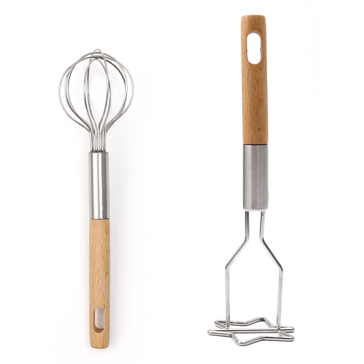 2-Piece Kitchen Tool Set: Mini Whisk + Star-Shaped Potato Masher - Compact for Egg Beating & Mashing V888-ELOSUNG48596