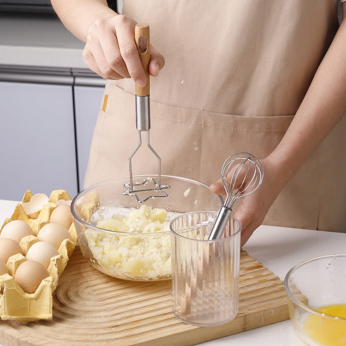 2-Piece Kitchen Tool Set: Mini Whisk + Star-Shaped Potato Masher - Compact for Egg Beating & Mashing V888-ELOSUNG48596