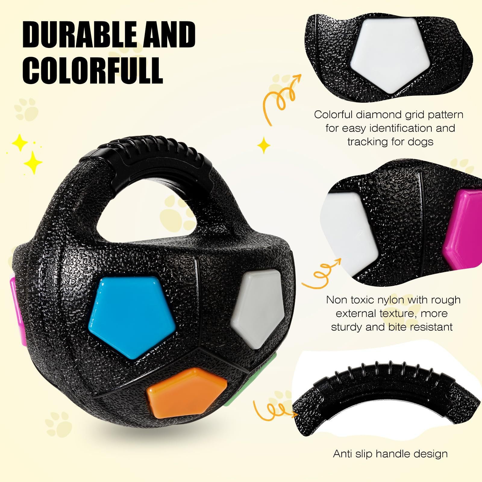 Colorful Dog Toy: Handheld Bouncing Ball with Sound - TPR Material, 13cm Diameter, Bite-Resistant & Floatable V888-ELOSUNG48598