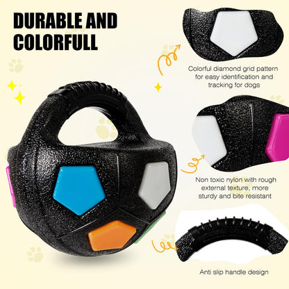 Colorful Dog Toy: Handheld Bouncing Ball with Sound - TPR Material, 13cm Diameter, Bite-Resistant & Floatable V888-ELOSUNG48598