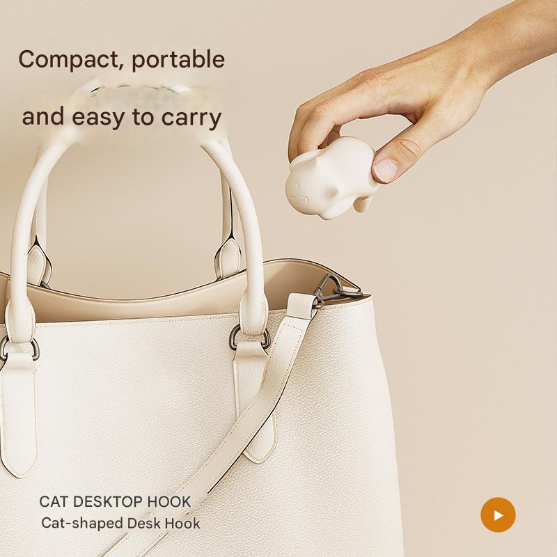 4-Pack Cat-Shaped Desk Hooks - No-Drill Adhesive Mount, Multi-Functional Side Table Organizer for Students & V888-ELOSUNG48642