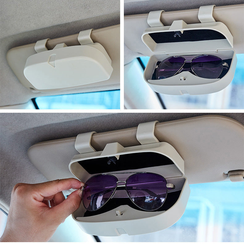 Black Universal Car Sun Visor Glasses Case, No-Damage Installation Sunglasses Holder, Protective Eyewear V888-ELOSUNG48649