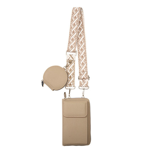 Apricot color Women's Multi-Functional Crossbody Phone Bag with Detachable Coin Purse, PU Leather Shoulder V888-ELOSUNG48655