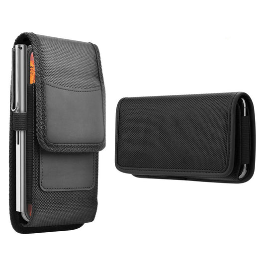 2-Pack Black Universal Heavy-Duty Nylon Belt Holster Pouch with Card Slot - Durable Oxford Cloth Waist Pack V888-ELOSUNG48659
