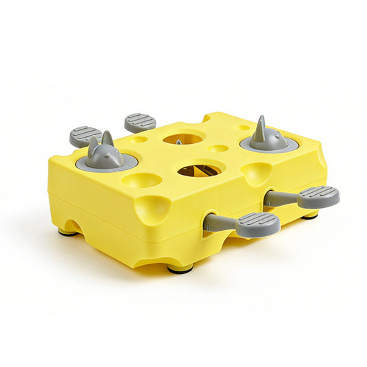 Yellow Cheese Whack-a-Mole Cat Toy - Interactive Treat Dispenser & Snack Reward Feeder for Indoor Cats, ABS V888-ELOSUNG48664