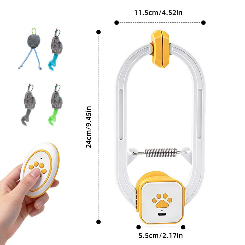 Electric Interactive Cat Teaser with Remote Control & Door Clip - Dual-Mode Swinging & Rotating Motion, Auto V888-ELOSUNG48665
