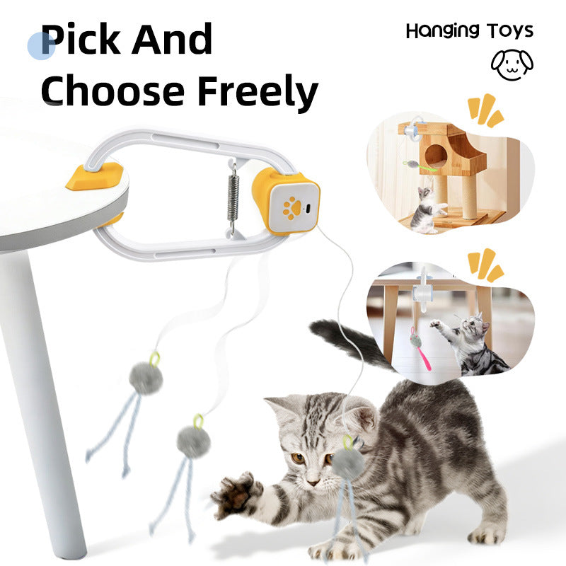 Electric Interactive Cat Teaser with Remote Control & Door Clip - Dual-Mode Swinging & Rotating Motion, Auto V888-ELOSUNG48665
