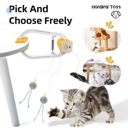 Electric Interactive Cat Teaser with Remote Control & Door Clip - Dual-Mode Swinging & Rotating Motion, Auto V888-ELOSUNG48665