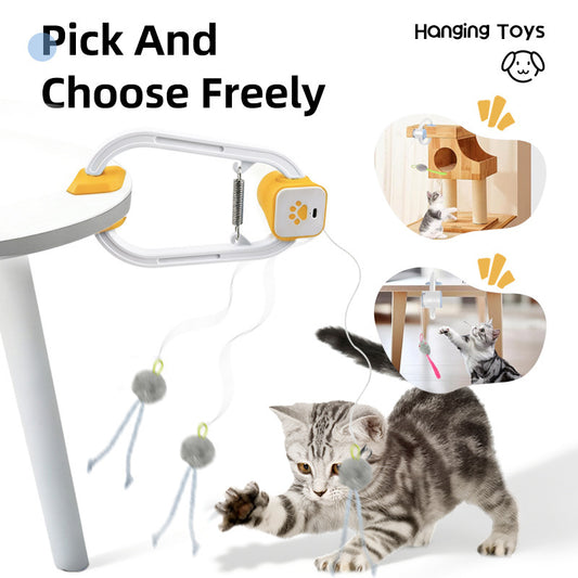 Electric Interactive Cat Teaser with Remote Control & Door Clip - Dual-Mode Swinging & Rotating Motion, Auto V888-ELOSUNG48665