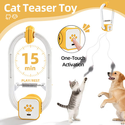Electric Interactive Cat Teaser with Remote Control & Door Clip - Dual-Mode Swinging & Rotating Motion, Auto V888-ELOSUNG48665