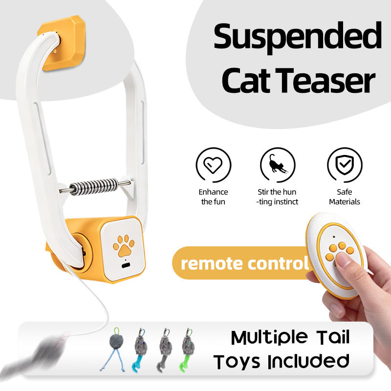 Electric Interactive Cat Teaser with Remote Control & Door Clip - Dual-Mode Swinging & Rotating Motion, Auto V888-ELOSUNG48665