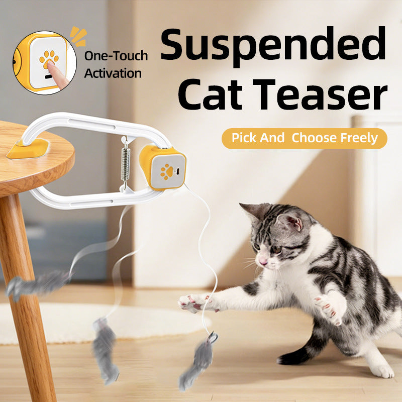 Electric Interactive Cat Teaser with Remote Control & Door Clip - Dual-Mode Swinging & Rotating Motion, Auto V888-ELOSUNG48665