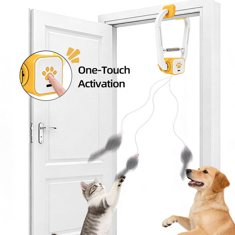 Electric Interactive Cat Teaser with Remote Control & Door Clip - Dual-Mode Swinging & Rotating Motion, Auto V888-ELOSUNG48665
