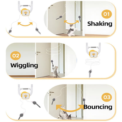 Electric Interactive Cat Teaser with Remote Control & Door Clip - Dual-Mode Swinging & Rotating Motion, Auto V888-ELOSUNG48665