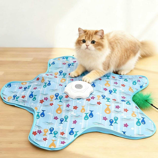 Automatic Cat Hunting Game Mat with 360 degrees Teaser Wand, USB-C Rechargeable Interactive Pet Toy for V888-ELOSUNG48666
