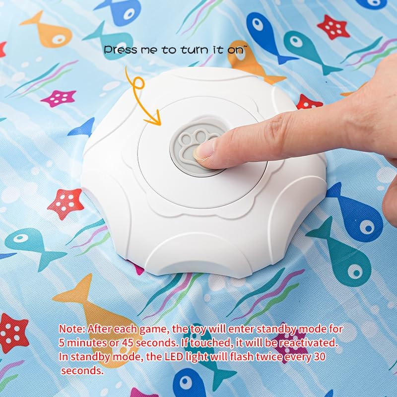 Automatic Cat Hunting Game Mat with 360 degrees Teaser Wand, USB-C Rechargeable Interactive Pet Toy for V888-ELOSUNG48668