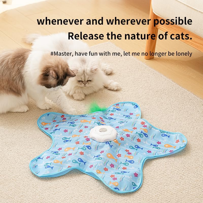 Automatic Cat Hunting Game Mat with 360 degrees Teaser Wand, USB-C Rechargeable Interactive Pet Toy for V888-ELOSUNG48668