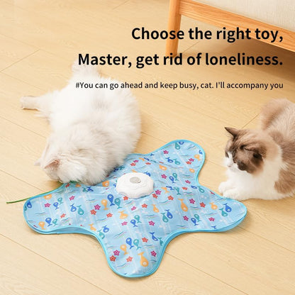 Automatic Cat Hunting Game Mat with 360 degrees Teaser Wand, USB-C Rechargeable Interactive Pet Toy for V888-ELOSUNG48668