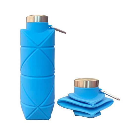 Blue 700ml Collapsible Silicone Water Bottle with Diamond Pattern - Food-Grade Portable Sports Bottle for V888-ELOSUNG48672