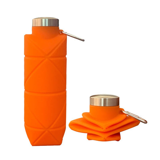 Orange-red 700ml Collapsible Silicone Water Bottle with Diamond Pattern - Food-Grade Portable Sports Bottle V888-ELOSUNG48673