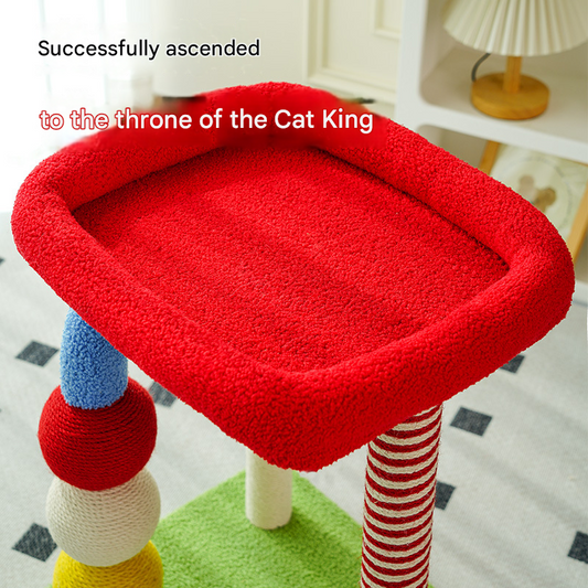 Colorful U-Shaped Cat Tree with Sisal Scratching Posts, Multi-Level Perch & Hanging Ball Toy - Compact Cat V888-ELOSUNG48679