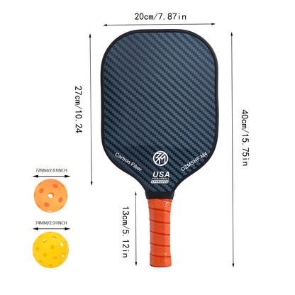 Professional Carbon Fiber Pickleball Paddle Set with Advanced Polymer Core - Includes Outdoor Balls & V888-ELOSUNG48700