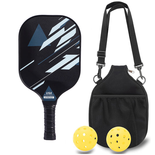Professional Carbon Fiber Pickleball Paddle Set with Advanced Polymer Core - Includes Outdoor Balls & V888-ELOSUNG48701