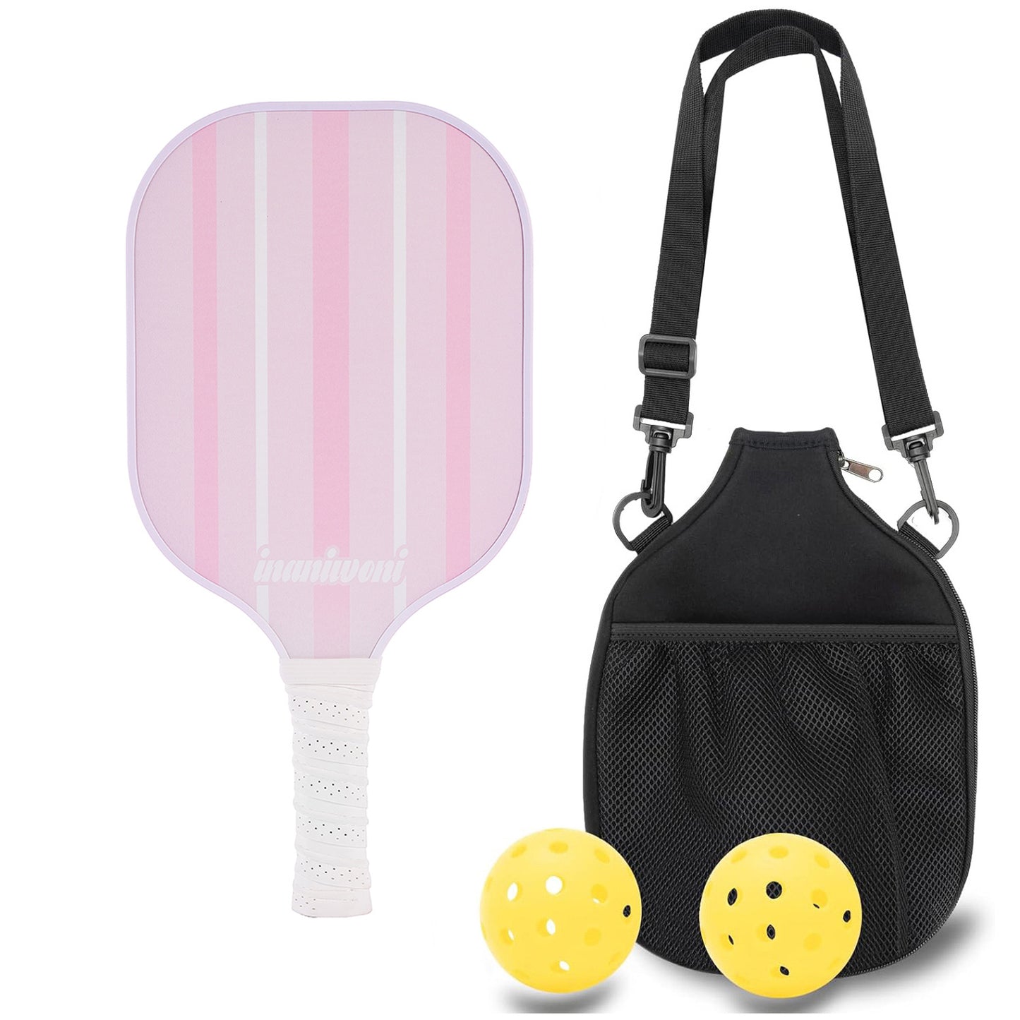 Professional Carbon Fiber Pickleball Paddle Set with Advanced Polymer Core - Includes Outdoor Balls & V888-ELOSUNG48704