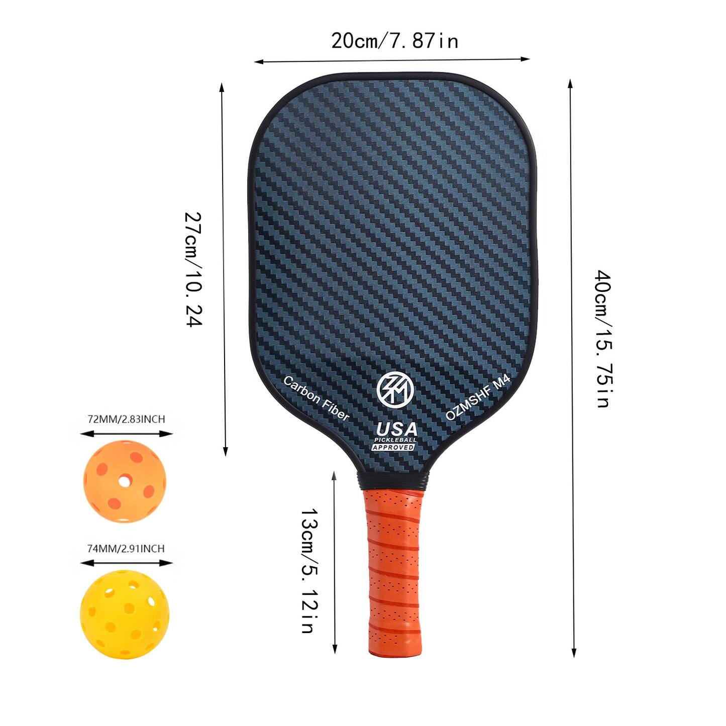 Professional Carbon Fiber Pickleball Paddle Set with Advanced Polymer Core - Includes Outdoor Balls & V888-ELOSUNG48704